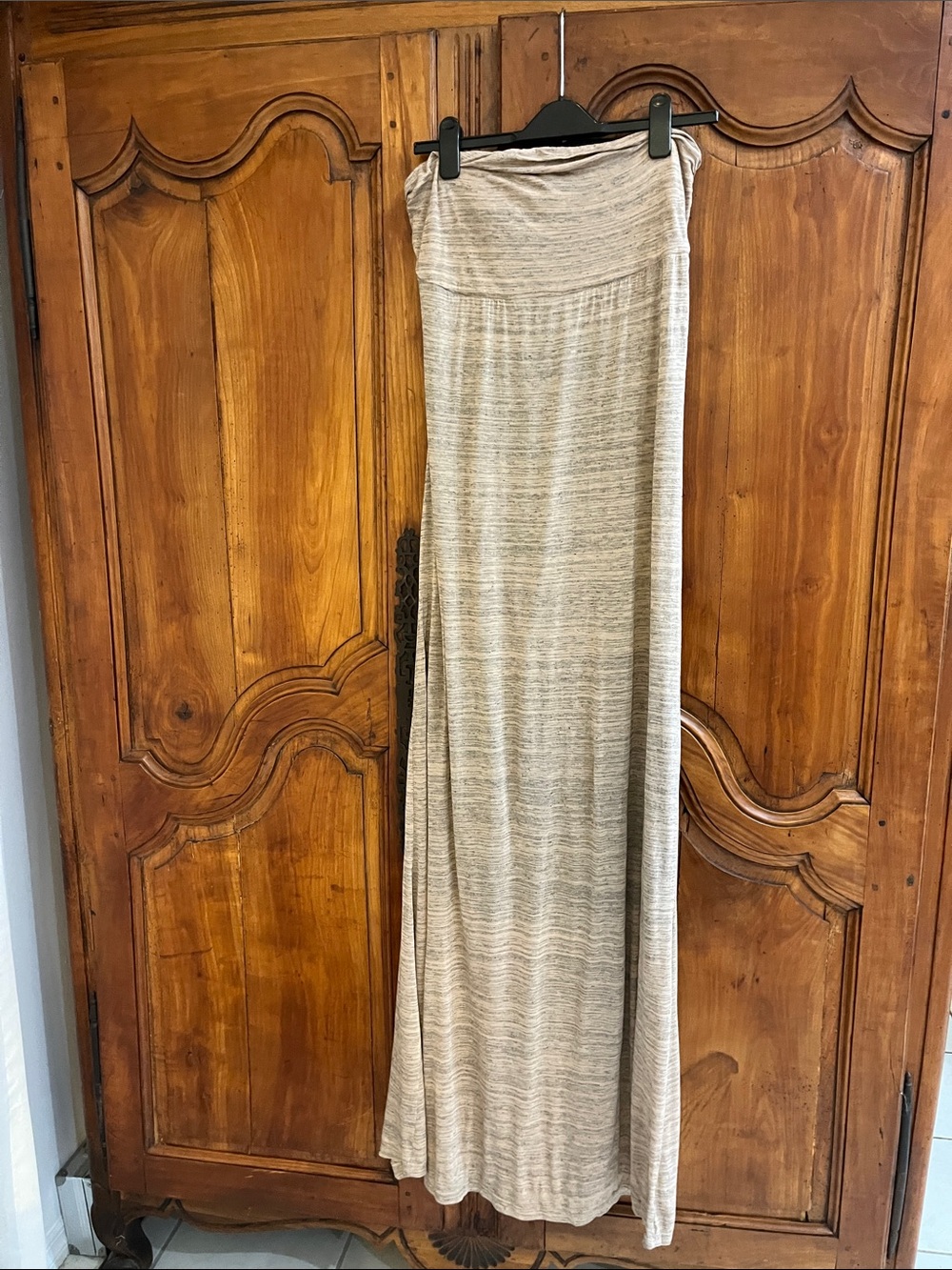 Light Taupe Maxi Skirt - Stretch Jersey Women's Skirt